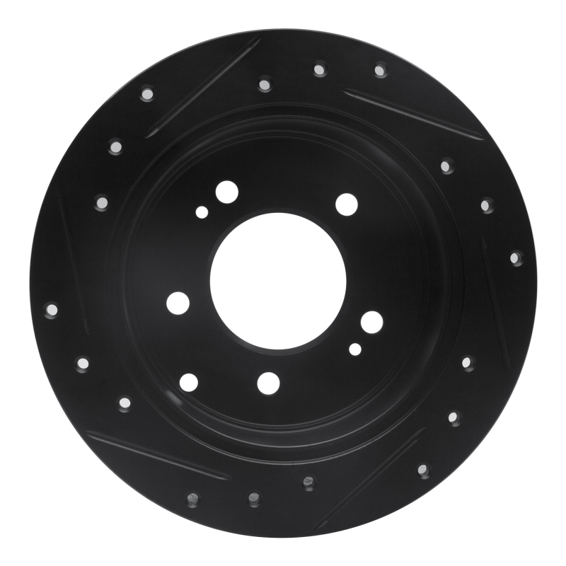 Kia Soul Brake Rotor (1) - Rear Right - R1 Concepts - Drilled & Slotted - Black - `10-`13